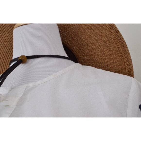 Vintage 80s/90s White‎ Embroidered Boxy Pullover Blouse - Picture 5 of 10